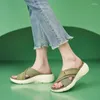 Slippers Summer Femmes 2cm plate-forme 5cm High Heels Lady confortable Hook Cross Connection Vacation Female Couleur solide Lippers