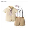 Clothing Sets Biobella Children Boy Summer Suit Kids Birthday Show Cosplay Spring Outfits Tie Bow TShirt Belt Pants Costumes