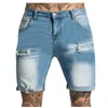Biscons pour hommes jeans zipper occasionnel 2024 Trunks en denim en détresse déchirés avec des trous cassés Pockets Stretchy Fashion Ropa Hombre
