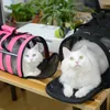猫のキャリア通気性子犬犬のハンドバッグ反射的なストライプペットキャリアバッグ小さな旅行袋ポータブル財布
