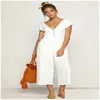 Damen Jumpsuits Rompers Sommer Frauen lässig losen Leinen Baumwoll -Jumpsuit ärmellose Rückenless Playsuit Hosen Overalls Lady Solid Dro Dhfof