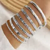 Knock Arrow Diamond Pattern Exaggerated Personality Six Pointed Star Fried Dough Twists Open Bracelet 7-piece Batch