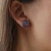 Boucles d'oreilles étalon 5 paires briller bleu foncé noir violet rouge rose rose gris vert brut druzy drusy pierre de pierre charme métal pour femmes