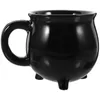 Tazze da strega tazza cauldone tazza tazza nera in ceramica in cima