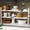 Memoria da cucina sotto il lavandino organizzatore a 2 livelli di detersivo per shampoo portabicchieri a strati per la casa sotto gli accessori stand