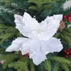 Decoratieve bloemen Kerstmis kunstbloem feestelijke boom ornamenten glanzend voor langdurige huizendecoratie a