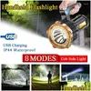 Torches de lampes de poche Torches à haute puissance 1200000000lm LED Super Bright Torche USB lampe rechargeable à main portable main