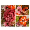 Decorative Flowers Artificial Floral Wreath Autumn Pumpkin Peony Garland Fall Harvest For Wall Window Outdoor Thanksgiving Decoration