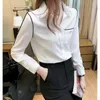 Blusas para mujeres Spring Autumn Polo-Neck Elegant Fashion Patchwork Chiffon Blusa Femme Femme Cardigan Cardigan Camiseta Casual