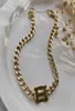 Mode Edelstahl Buchstabe 14K Gold Cuban Link Chain Halskette Armband für Herren und Frauen Partyliebhaber Geschenk Hip Hop Luxury Jew7581000