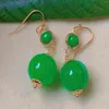 Brincos de balanço de abóbora natural Jade Green Jadeite Eardrop Gold Gold Ear Hook