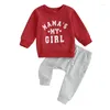 Kleding sets Valentijnsdag peuter babyjongen kleren met lange mouwen pullover crewneck sweatshirt top pant schattige baby outfit