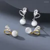 Boucles d'oreilles étalon luxueuse exquise Opal Drop pour les femmes Fashion Fashion Sweet Zircon Coeur Forme Piercing Party Girls Bijoux Gift