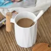 Mugs Scandinavian Ceramic Mug With Lid Spoon Ins Wood Handle Texture Coffee Office Water