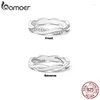 Cluster Rings Bamoer 925 Sterling Silver Simple Twisted Ring 14K Gold Plated Cubic Zirconia Eternity Band for Women 3 Colors BSR248