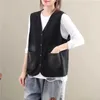 Damesvesten denim vest voor vrouwen vintage v-neck vaste Koreaanse stijl mouwloze vesten casual jassen enkele borsten waistcoats