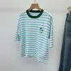 På skåpet Xiaohe Baby Blue Fresh Chao Fine Miljö Organisk bomull Palm Tree Stripe T -shirt Kvinnor S Short Sleeved Top