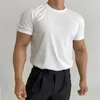 Camisetas masculinas masculinas de cor pura de cor de algodão diária Versão da rede curta Camiseta