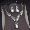 Lindos conjuntos de jóias de cristal para mulheres Brincos de colar de gargantilha de luxo.