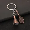 Keychains 100pcs/lot 2024 Metal Badminton Keyrings Creative Zinc Alloy Key Chains