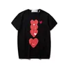Play Fashion Mens T-Shirts Designer Red Heart Shirt Casual Tshirt Cotton Embroidery Short Sleeve Summer T-Shirt Asian Size S-3XL