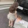 女の子スーツサマーチャイルドドレス女の女の子ファッショナブルなトップスカートトゥワフィースセット240408