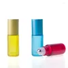 Opslagflessen 200 %/Lot 5 ml Lege matte kleurrijke rol op glazen flesgeuren parfum Essentiële olie stalen rolbal