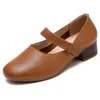 Kleiderschuhe Kuh Mary Jane Ladies Plus Size Summer Britisch Echtes Leder Lolita Preppy Concise Haken Gurt einfache Mode