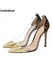 Kledingschoenen 12 cm sexy puntige teen hoge hakken dames pompen gemengde kleur dames club prom bruiloft plus maat 35-45 vrouw