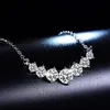 Fine Jewelry Twin Heart Halo Shape Diamond Moissanite Pendant Necklaces 925 Sterling Silver Chain For Women Engagement