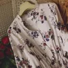 Lässige Kleider Frauen florales Vintage -Kleid eleganter Midi Abend 3/4 Ärmeln weiße Frauen lange danach