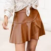 Skirts For Women Womens High Waist Ruffled Irregular Leather Skirt Sexy PU Fashion A Line Suede