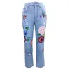 Dames jeans hoge taille retro print mode streetwear casual gewassen plus size mom werkkleding denim broek y2k dames