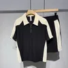 Zomerheren los poloshirt en shorts Twee -stuk set mannen Casual broek met korte mouwen Pak Koreaanse luxe kleding 240409