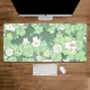 Mouse Pads Wrist Rests Green Mouse Pad Cute Floral Large Size Overlock Mousepad Cute Kawaii Gaming Accessories Mouse Mat Cartoon Computer Desk Mat