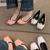 Sapatos casuais de luxo cetim balé de seda feminino clássico de pé quadrado