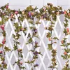 Flores decorativas Diy Flor Artificial Flower Vine Simulação Garland Silk Ivy Wall Home Home El Leaf Birthday Wedding Party 42 Head Fake Rose