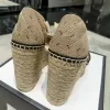 Wedge Sandaal Luxe Dia Designer Woman grof voor hoge hakschoen zomer klassiek dik platform man Espadrille met lintleren dame slipper