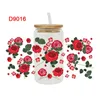 Vensterstickers uv dtf bloemen vlinders overbrengen gelukkige sap bedrukte sticker voor de 16oz libbey -bril wraps flessen d8855