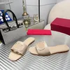 Leather Women High-heeled Slippers Summer Fashion Sandals Hollow Beach Flat Slipper Chunky Party Golden Shoes Comfortable Soft Slip-brand Leather New Slippers Box