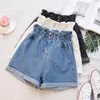 Rouffles shorts denim Shorts élastiques Ligne large jambe aliné