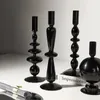 Mum Tutucular Siyah Romantik Cam Candlestick Nordic Tutucu Şam Belediye Bar Masaüstü Düğün Dekorasyonu Porta Velas