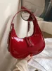 Hobo Korean Ins Style Red Patent Leather Women's Bag 2024 Spring Versatile Schoulde Underarm Bags Lady Fashion Handbags