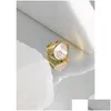 Clusterringe S925 Sterling Sier Fashion Shell Geometrischer Ring Einfache Damen Vintage Gold Elegant Party Schmuckgeschenk Geschenke DOUPS DHYAO