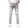 Designer de jeans masculin concepteur haut de gamme de qualité supérieure jeans masculin en jean masculin slim fit élastique aigle logo gris clair décontracté pantalon