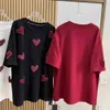 女性のTシャツプラスサイズ3Dラブタオル刺繍女性Tシャツ150kg XL-4XLスタンピングダイヤモンド女性ティー2024夏の新しい半袖トップY2KL2403