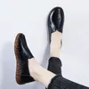 Casual skor Höstbredd Kvinnor äkta läderballettlägenheter Kvinnor Vita loafers som kör mockasin damer för foten
