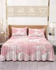 Roze oceaan koraal shell -zeester in abstracte bed rok gemonteerd sprei met kussenslopen matras dekbed beddengoed set set set set 240415