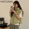 Frauenwesten Korean Chic Designer ärmellose Parkas Stand Collar Lose Reißverschlüsse Jacken 2024 Winter fest einfach warm war warm