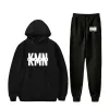 Rapper KMN Gang Merch Men's Sportswear Set Casual Tracksuit Two Piece Set Hoodie and Sweatpants Sportwear Suit